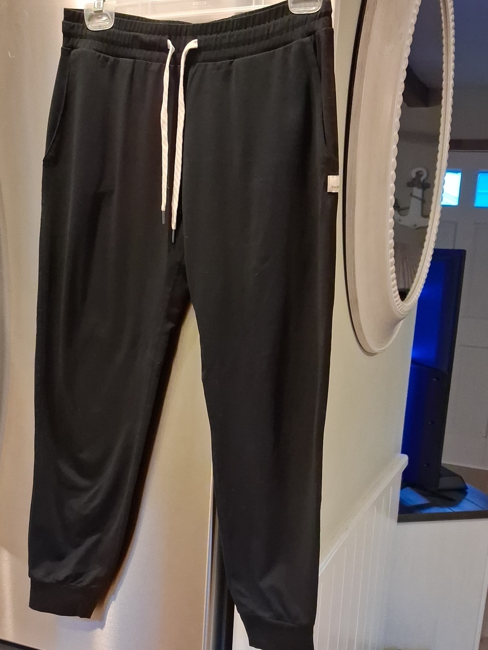 Vuori Black Joggers with White Drawstring